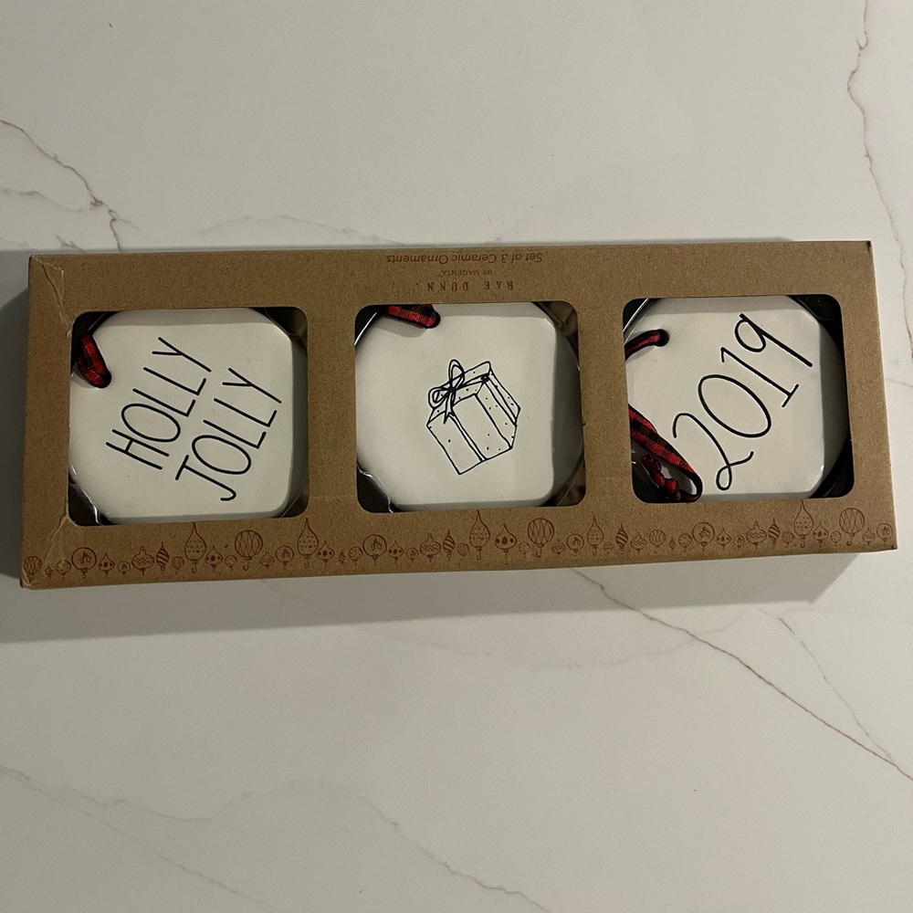 Rae Dunn 3 Piece Holiday Ornament Set